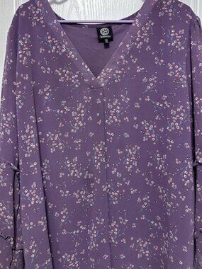 Bobeau Lavender Floral Blouse